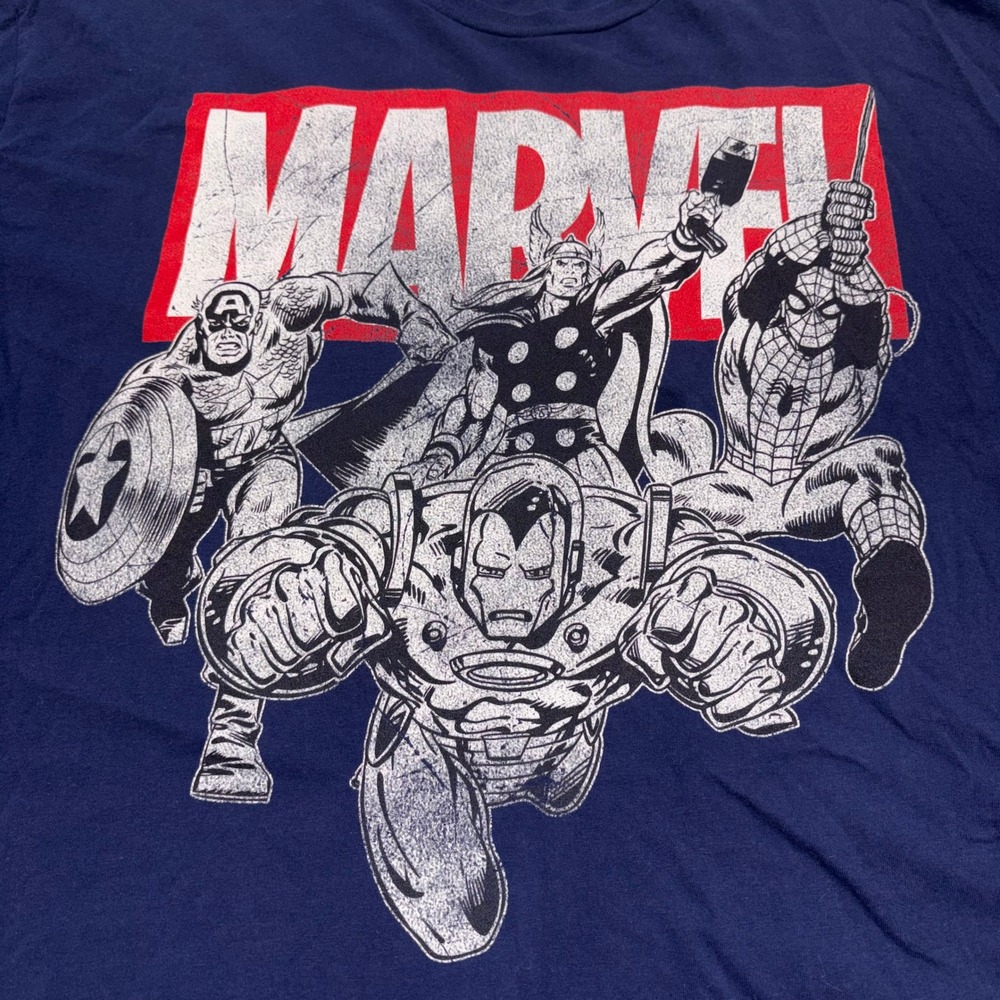 Avengers Graphic T-Shirt Short Sleeve Mens 2XL Navy Blue Marvel
